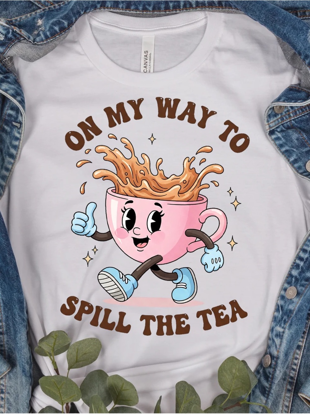 On My Way To Spill The Tea Pink Cup Graphic Tee